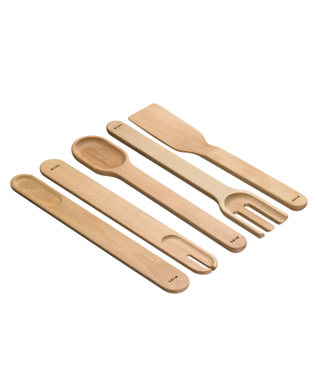 BEECH SET WITH SALAD, FORK, SPOON AND SPATULA - GRYM